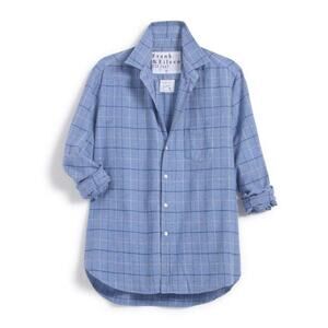 Frank & Eileen Blue White Flannel Plaid Button Up Long Sleeve Shirt Size Large
